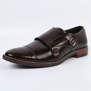 Dark Brown Leather Slip On Shoes For Men